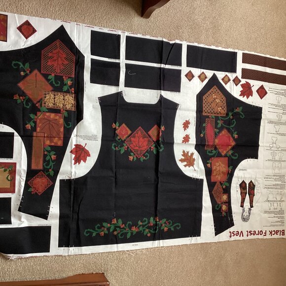 Black Forest Vest By Dream spinners For Cranston Fabrics Fabric Panel Sewing - Picture 2 of 5